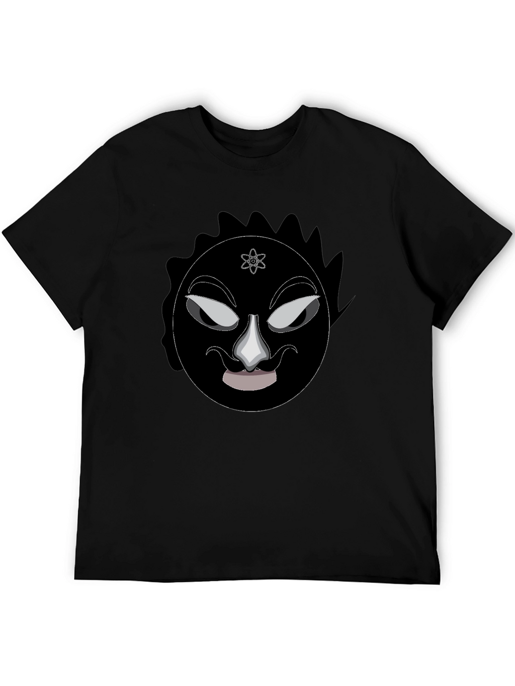 Graphic Black T-Shirt - Mysterious Face Design