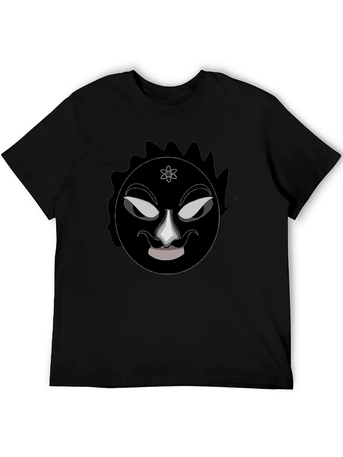 Graphic Black T-Shirt - Mysterious Face Design