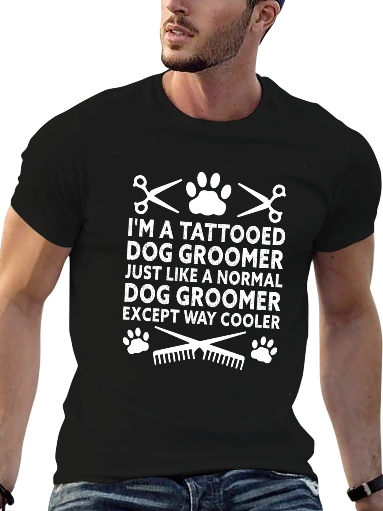 Tattooed Dog Groomer T-Shirt - Except Way Cooler