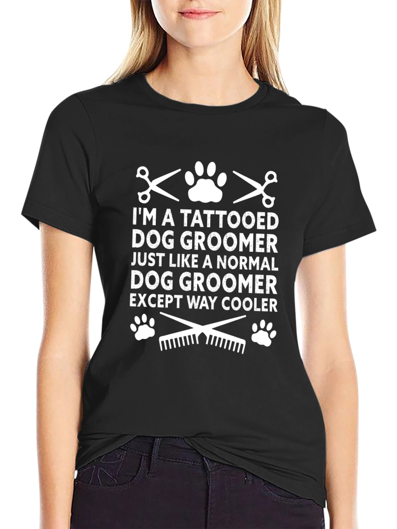 Tattooed Dog Groomer T-Shirt - Except Way Cooler
