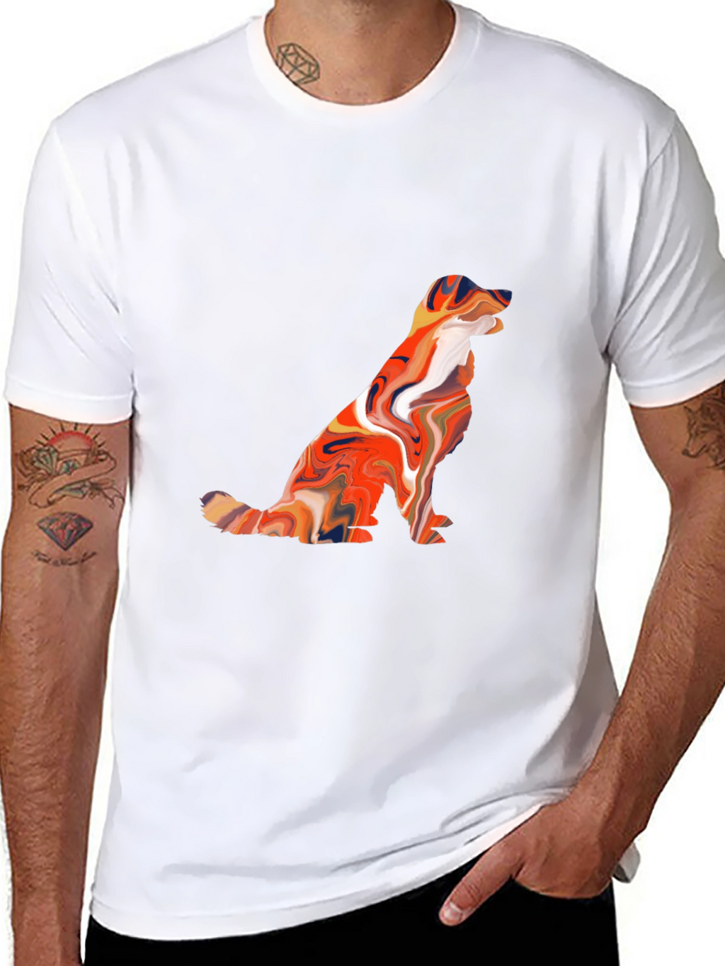 Swirl Dog Graphic Tee - Soft Cotton Casual T-Shirt