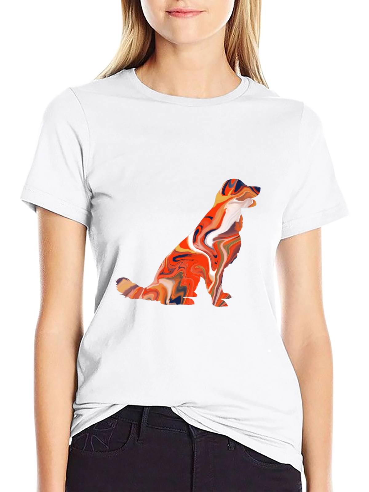 Swirl Dog Graphic Tee - Soft Cotton Casual T-Shirt