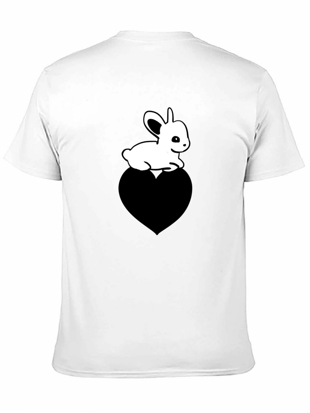 Cute Bunny on Heart T-Shirt - Unisex Black Tee