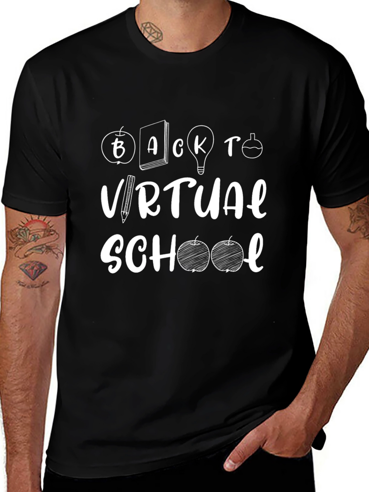 Back to Virtual School Graphic Tee - Black