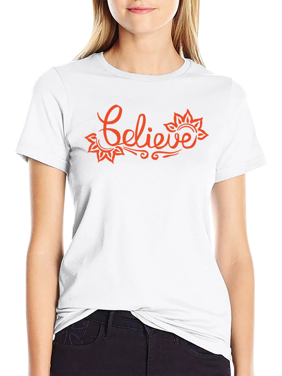 Believe Graphic T-Shirt - Trendy Crew Neck Tee