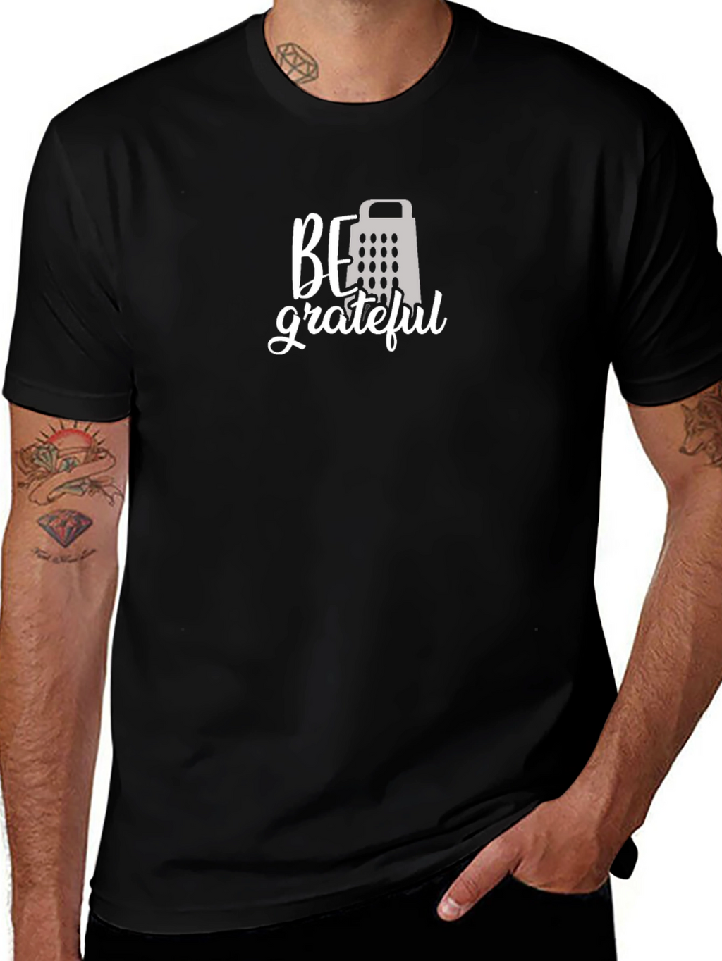 Be Grateful Grater Graphic Tee - Mens Black T-Shirt