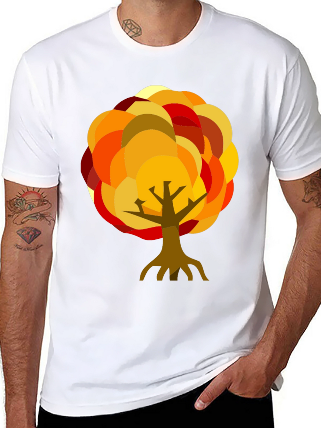 Autumn Tree Graphic Black T-Shirt