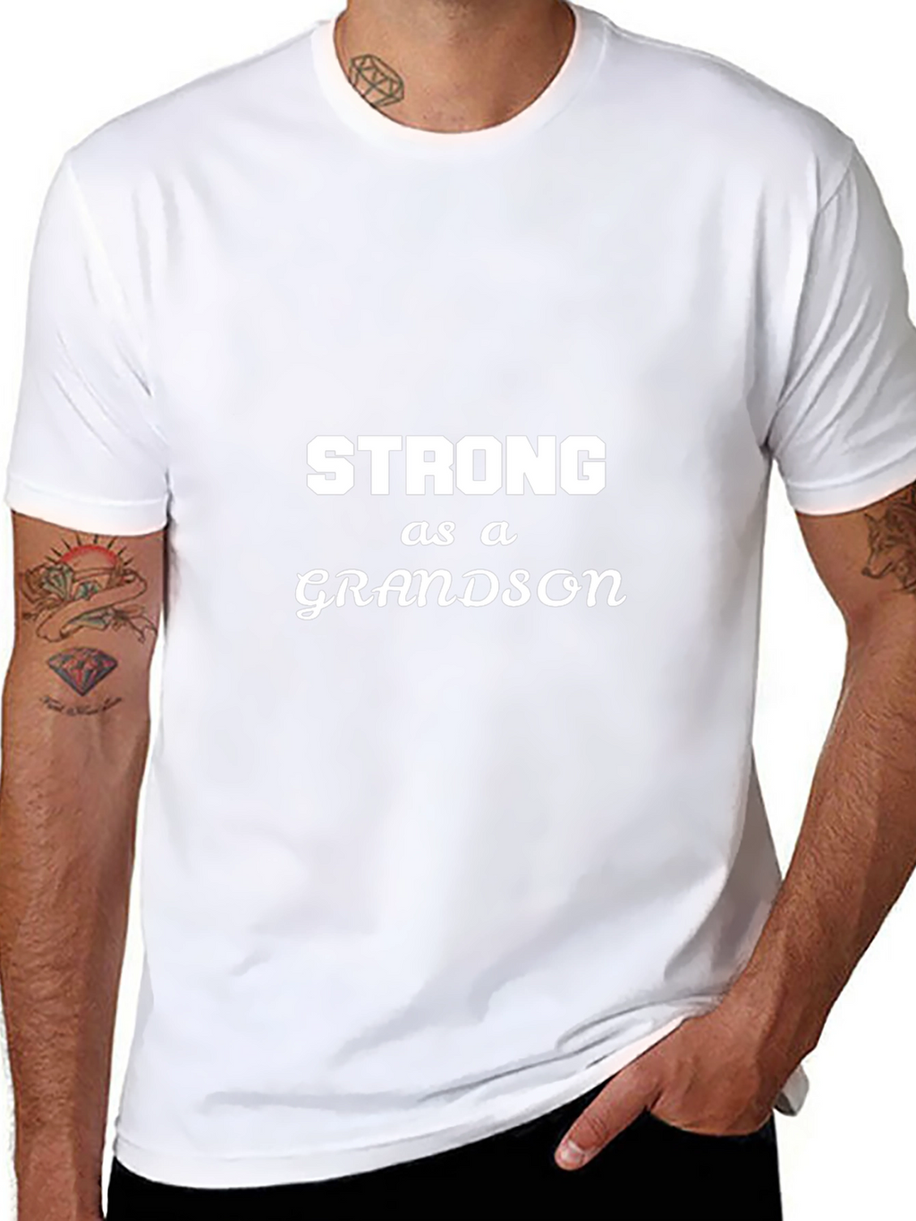 Strong as a Grandson Black T-Shirt