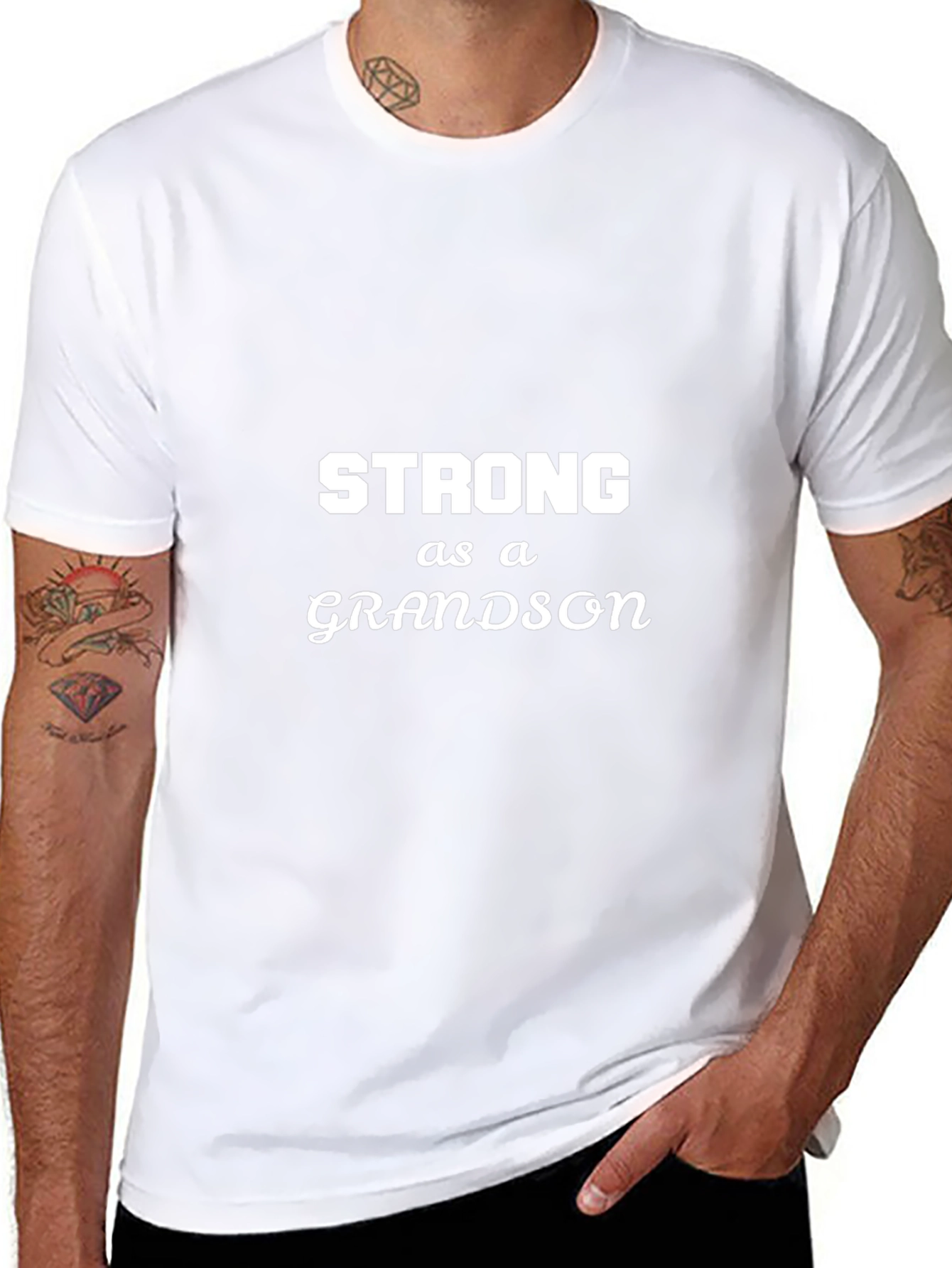 Strong as a Grandson Black T-Shirt
