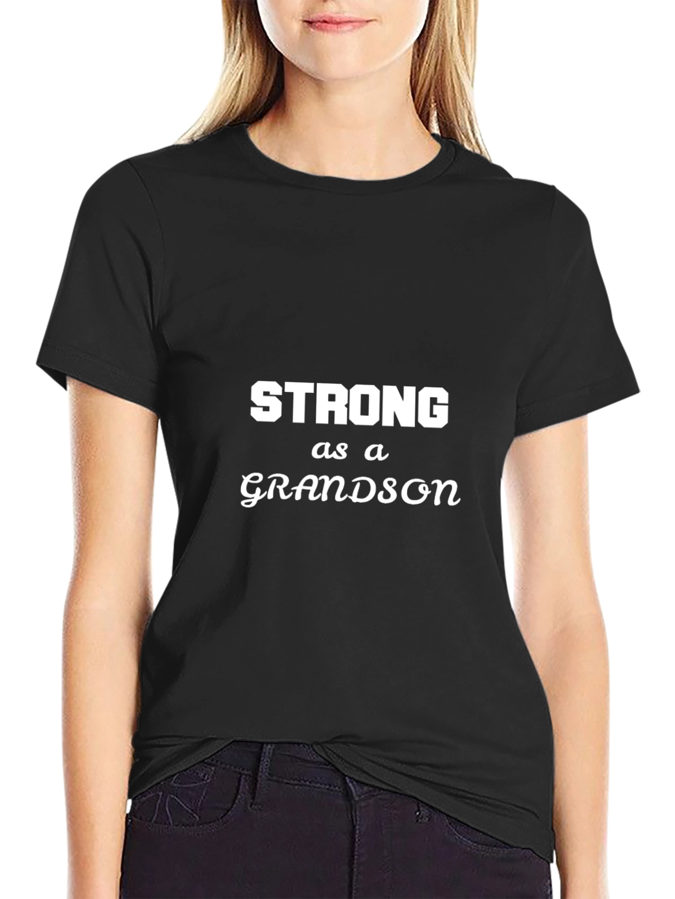 Strong as a Grandson Black T-Shirt