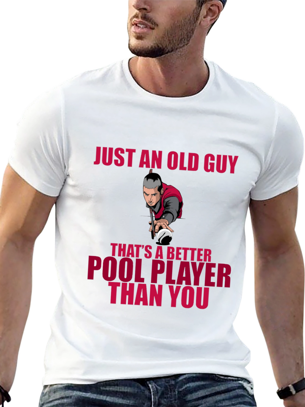 Old Guy Pool Player T-Shirt