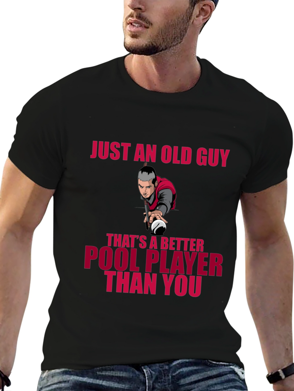 Old Guy Pool Player T-Shirt