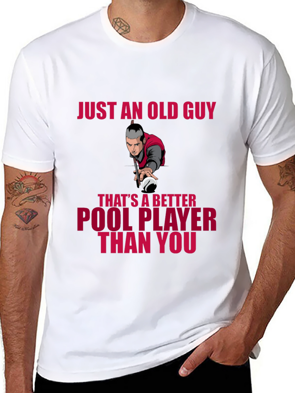 Old Guy Pool Player T-Shirt