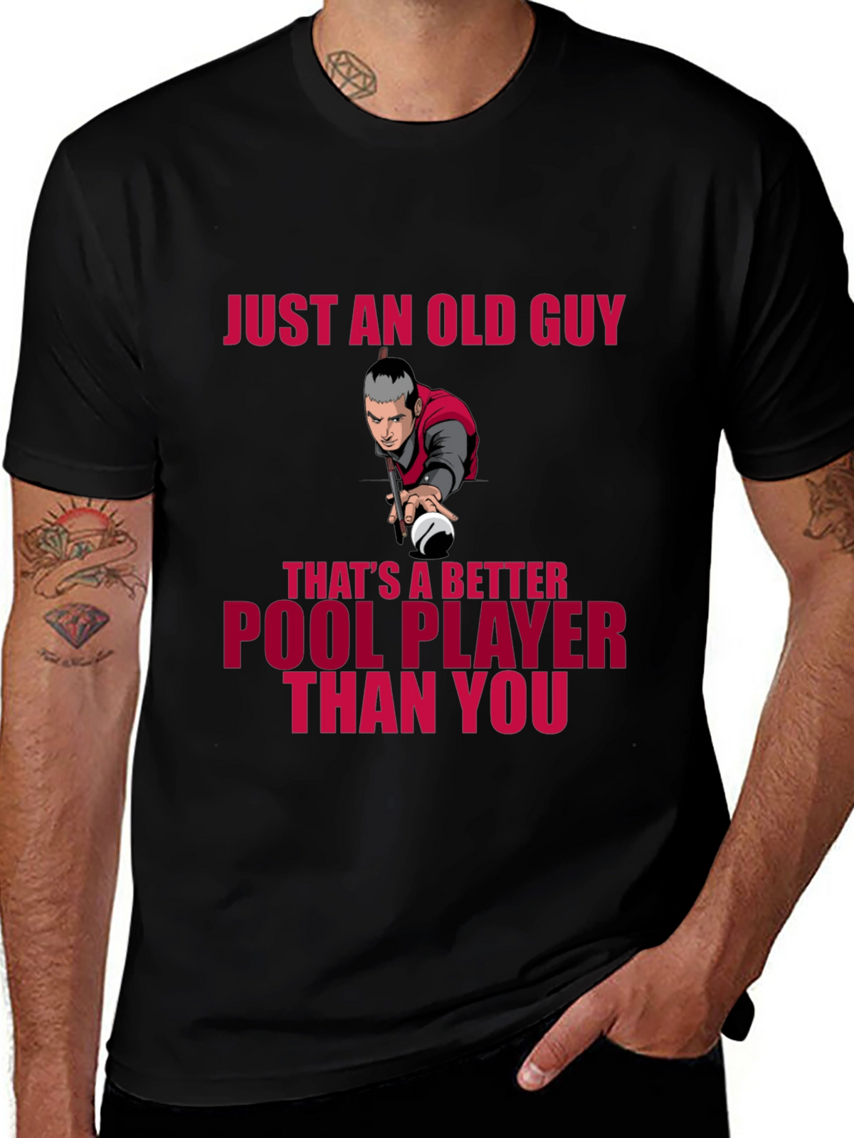 Old Guy Pool Player T-Shirt