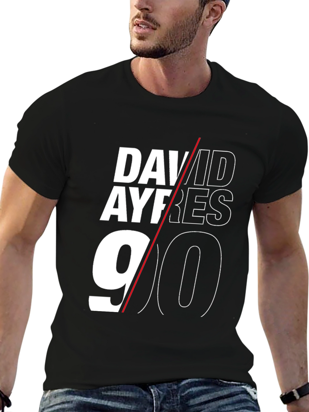 David Ayres 90 Black Graphic T-Shirt