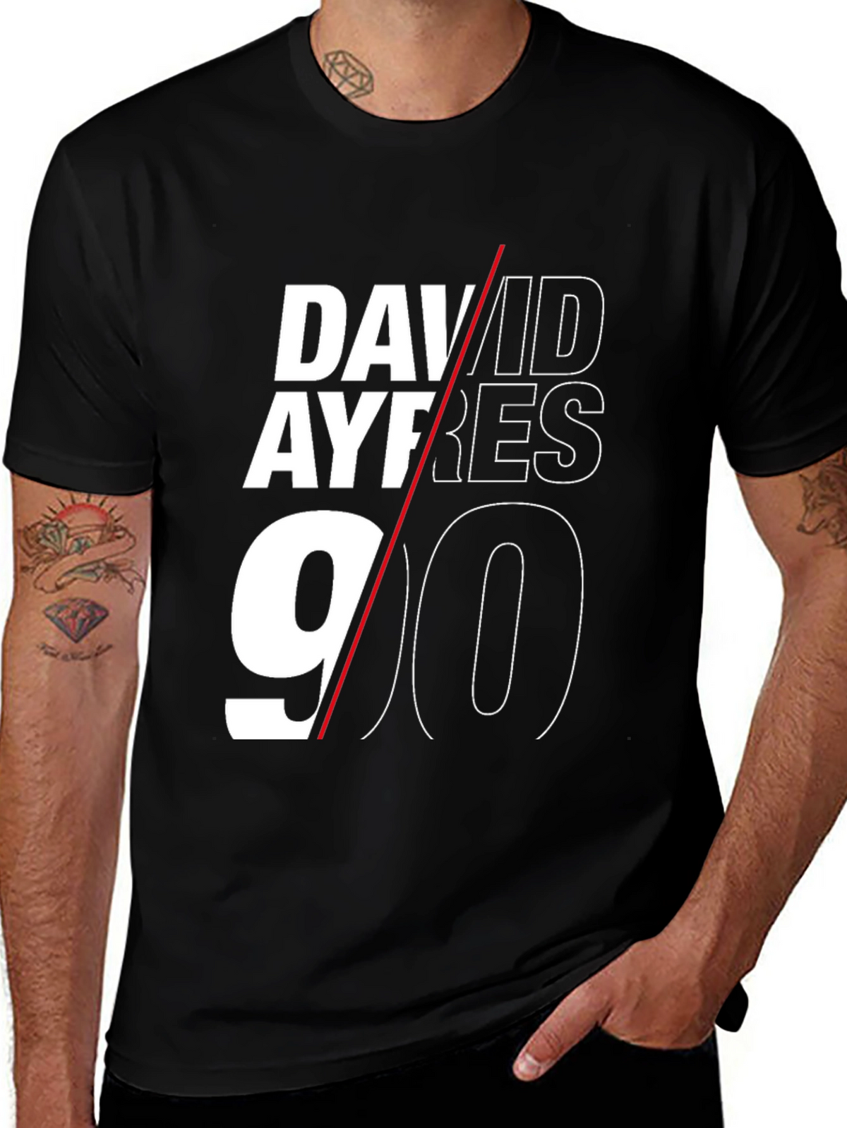 David Ayres 90 Black Graphic T-Shirt