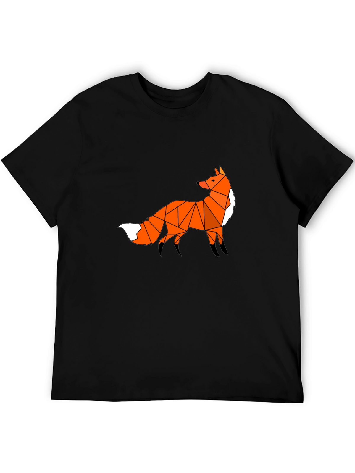 Geometric Fox Graphic Tee - Black
