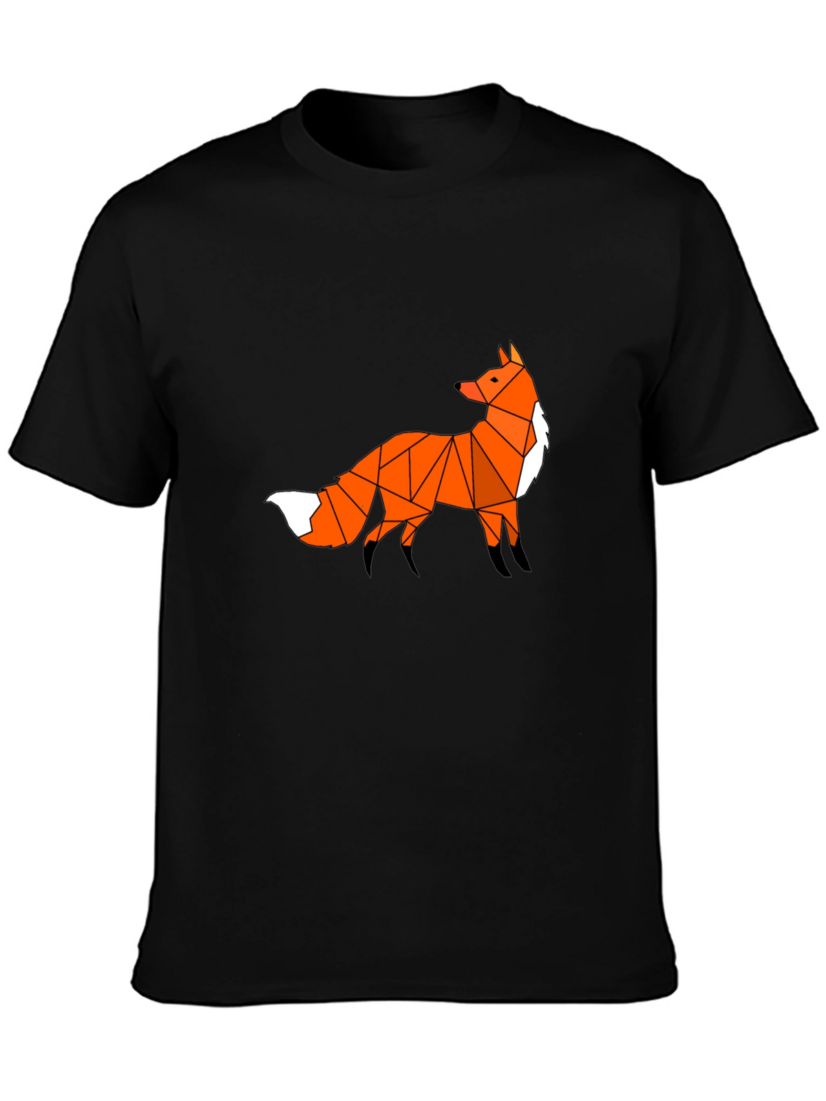 Geometric Fox Graphic Tee - Black