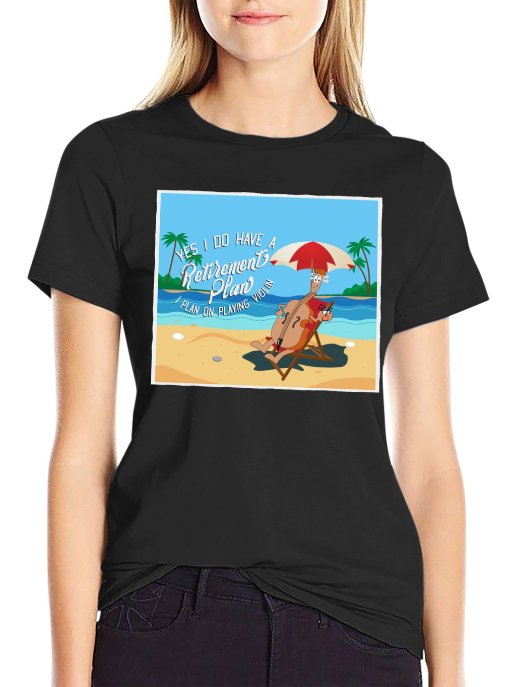 Retirement Plan T-Shirt: Violinist on Beach