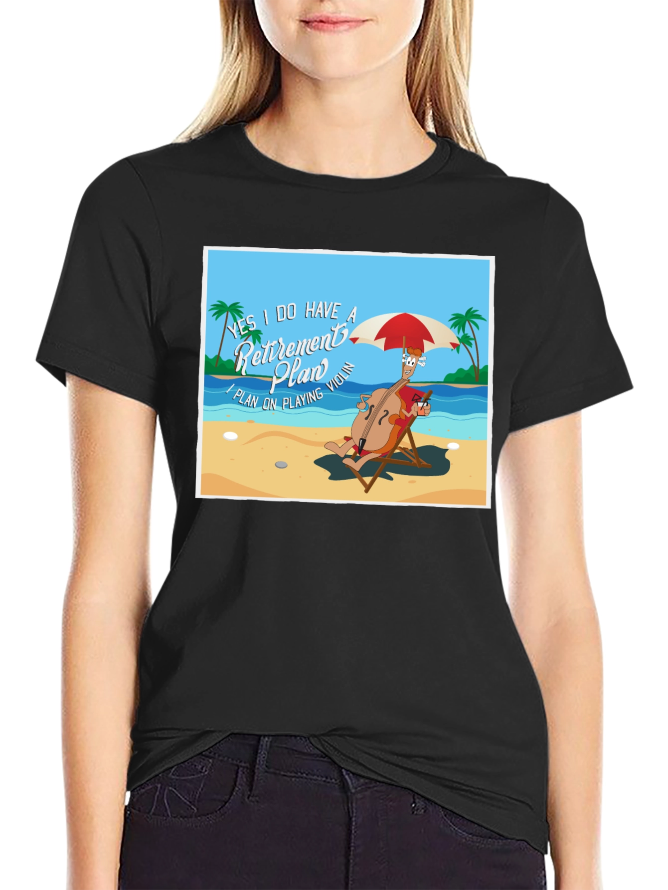 Retirement Plan T-Shirt: Violinist on Beach