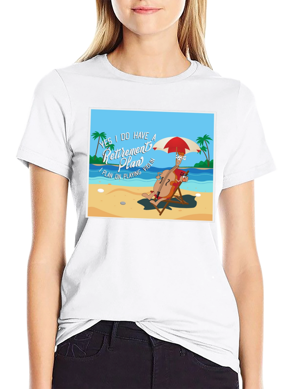 Retirement Plan T-Shirt: Violinist on Beach