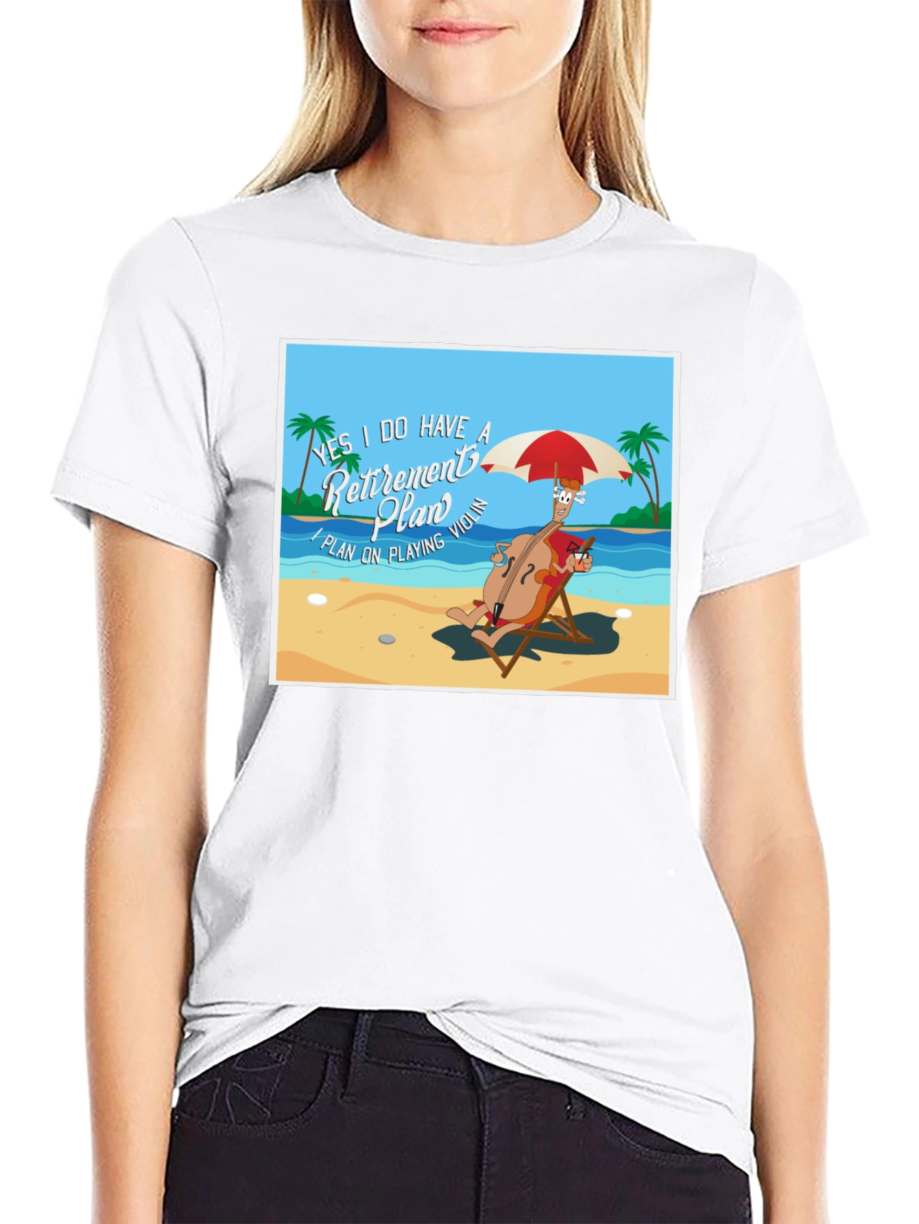 Retirement Plan T-Shirt: Violinist on Beach