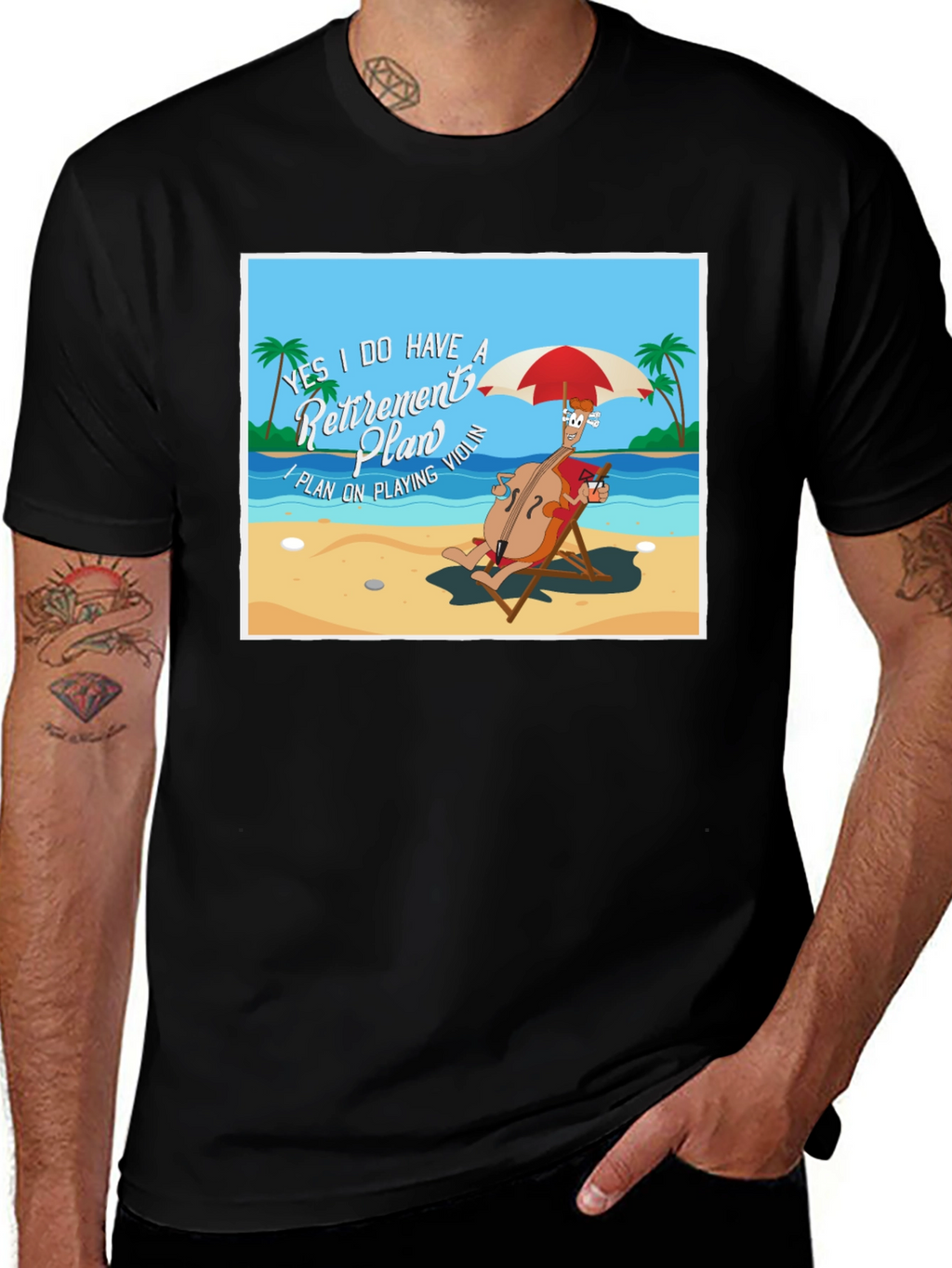 Retirement Plan T-Shirt: Violinist on Beach