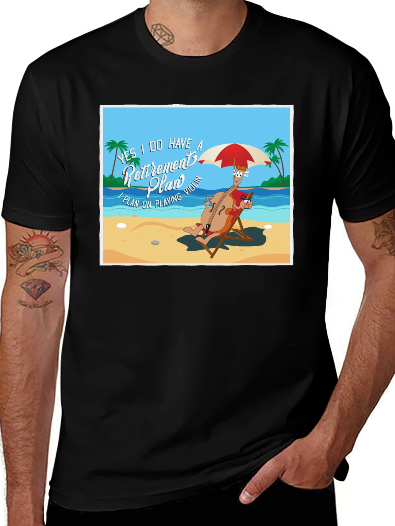Retirement Plan T-Shirt: Violinist on Beach