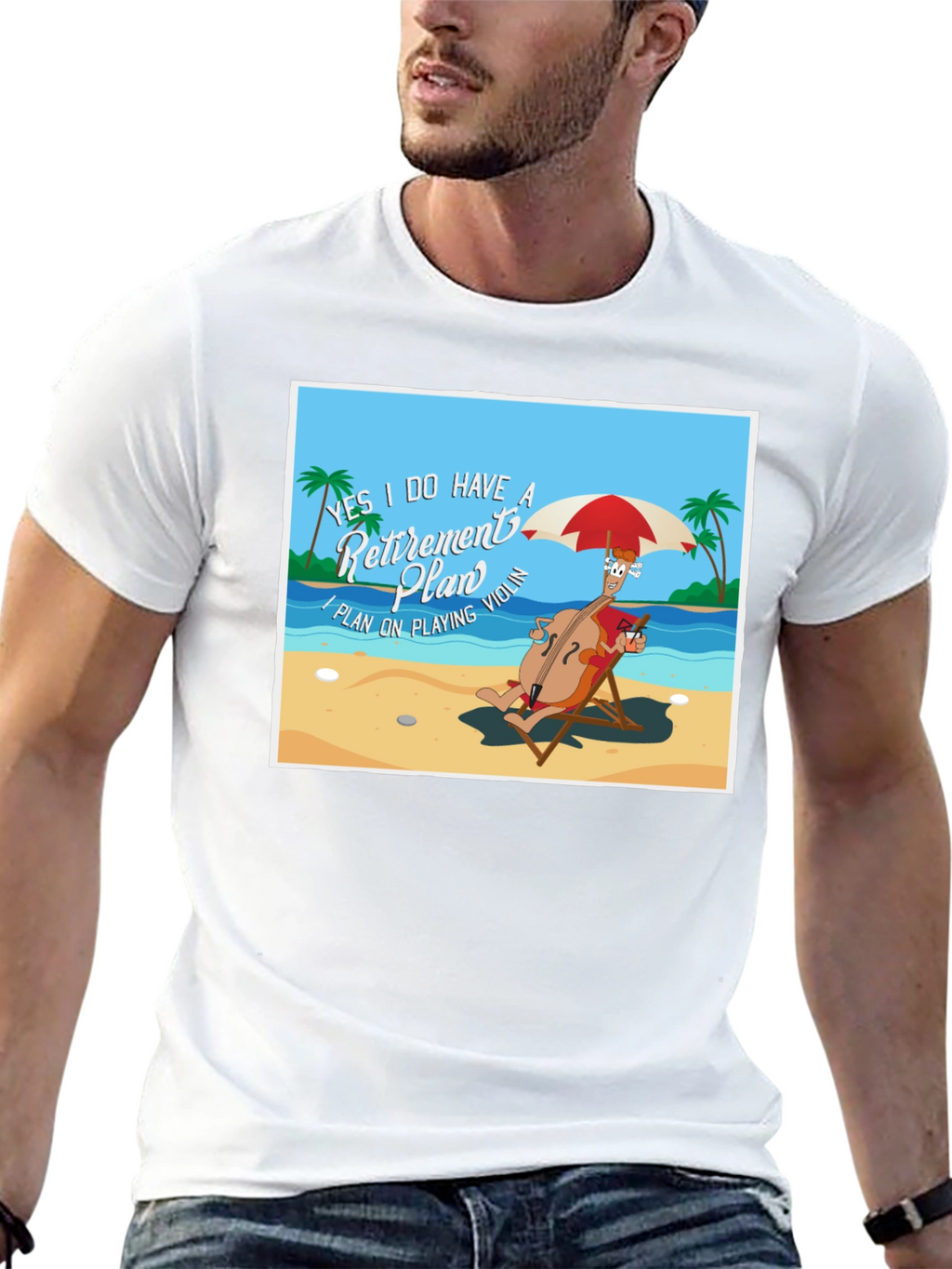 Retirement Plan T-Shirt: Violinist on Beach