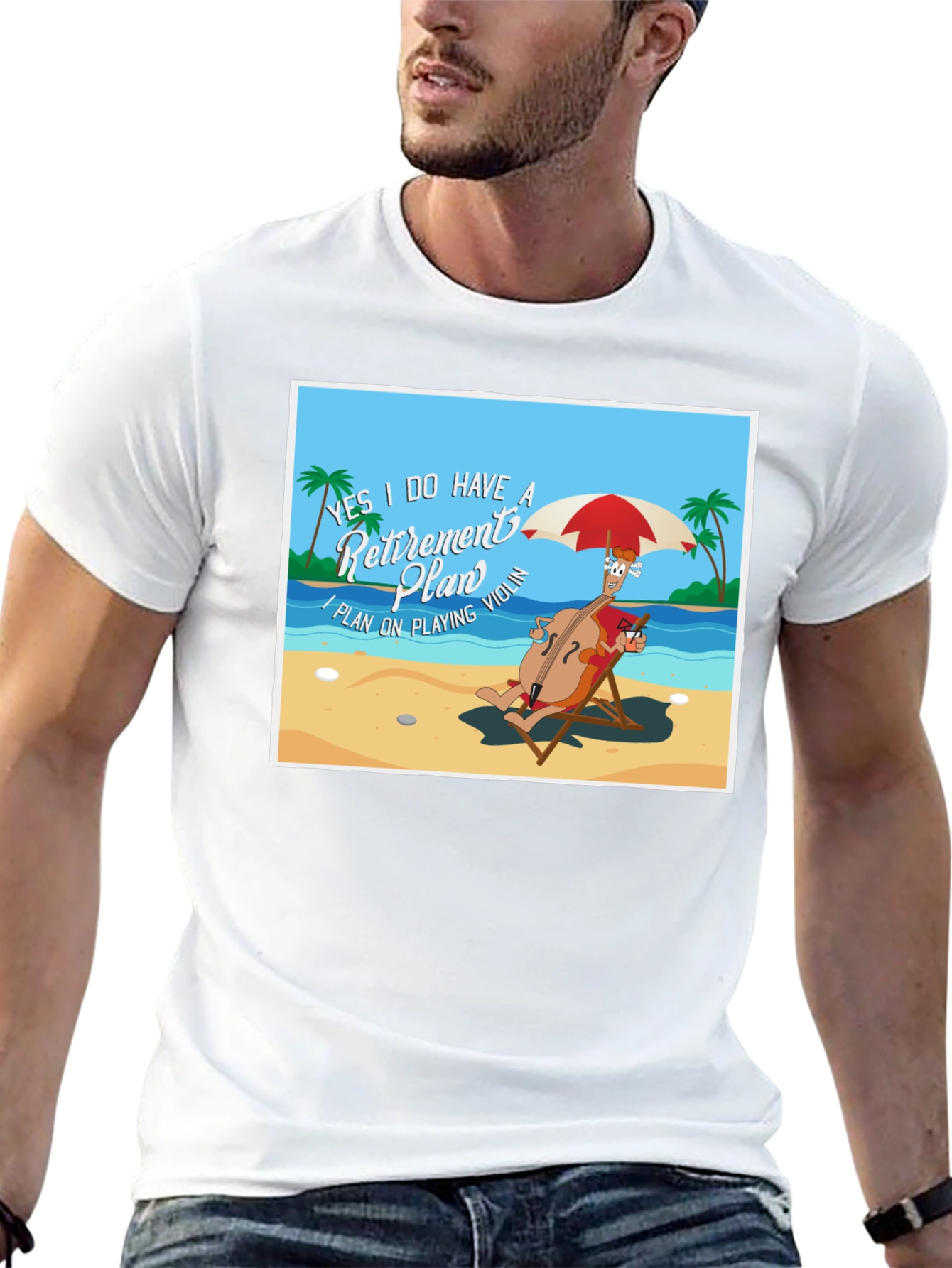 Retirement Plan T-Shirt: Violinist on Beach