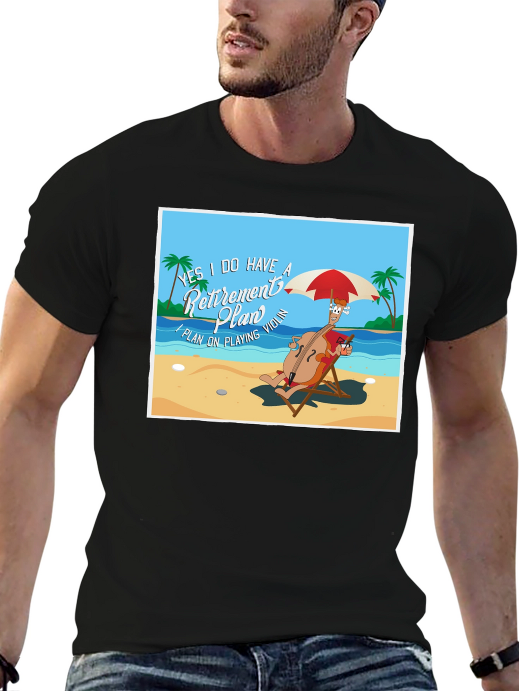 Retirement Plan T-Shirt: Violinist on Beach