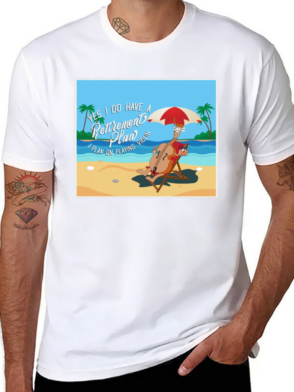 Retirement Plan T-Shirt: Violinist on Beach