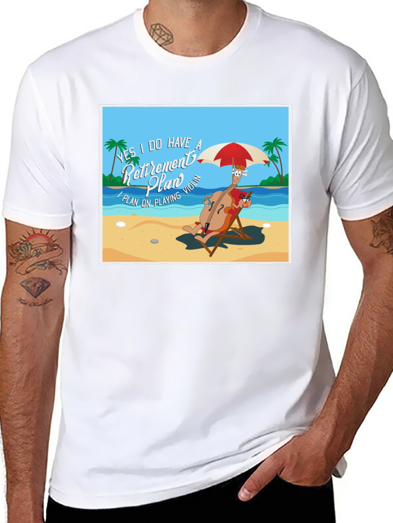 Retirement Plan T-Shirt: Violinist on Beach