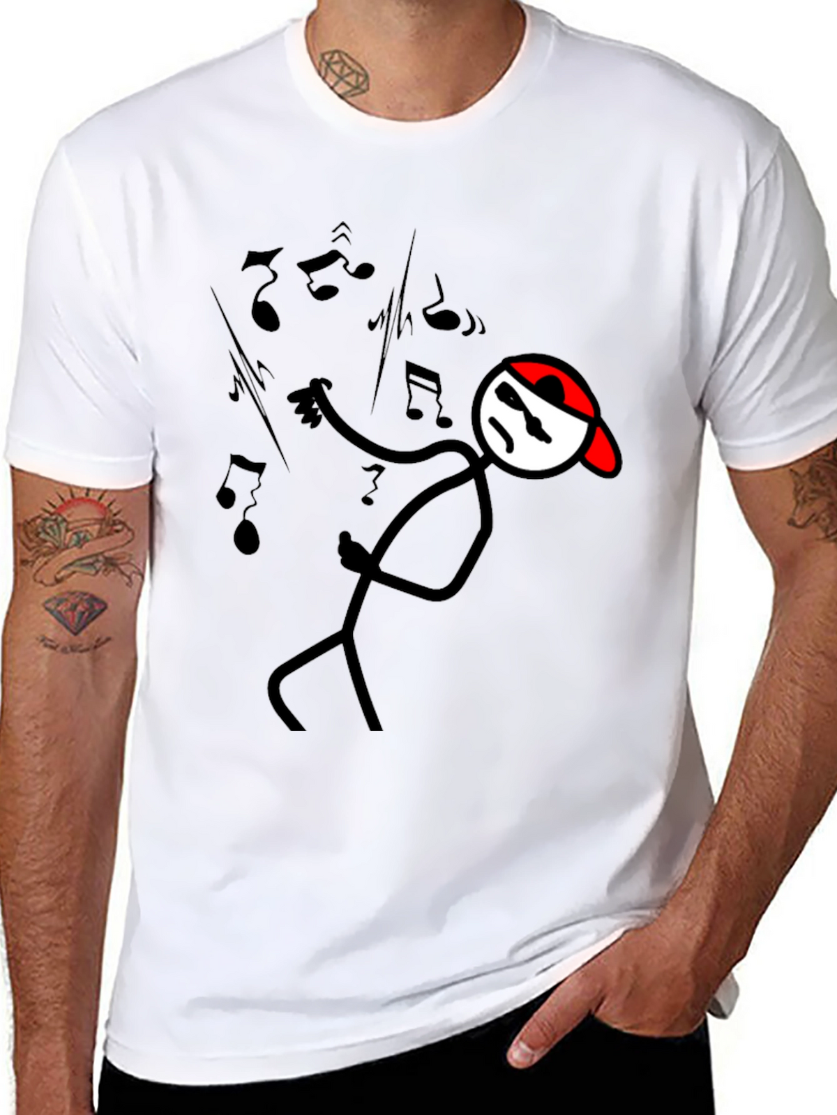 Cool Stick Figure Music Lover Tee