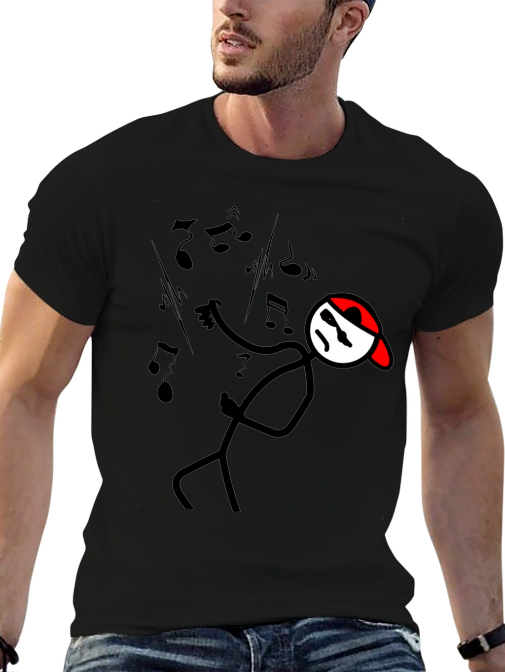 Cool Stick Figure Music Lover Tee