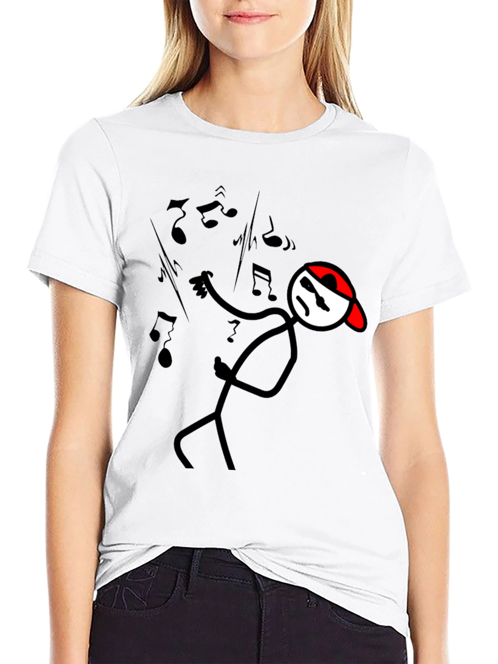 Cool Stick Figure Music Lover Tee