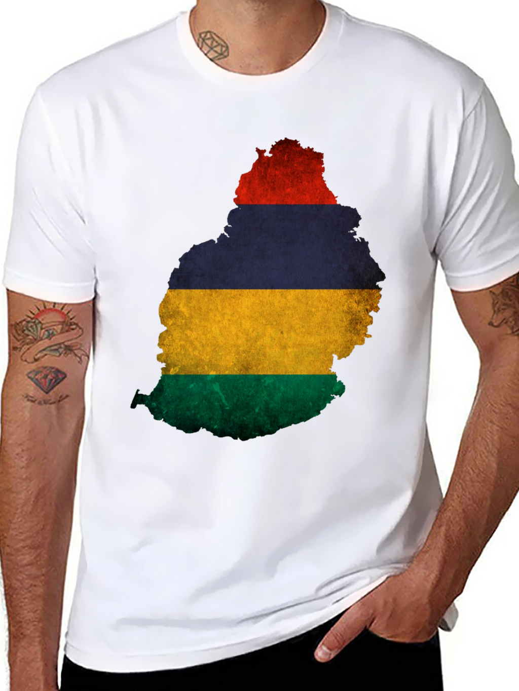 Mauritius Flag Map Graphic T-Shirt