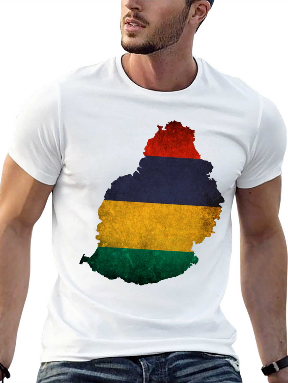 Mauritius Flag Map Graphic T-Shirt
