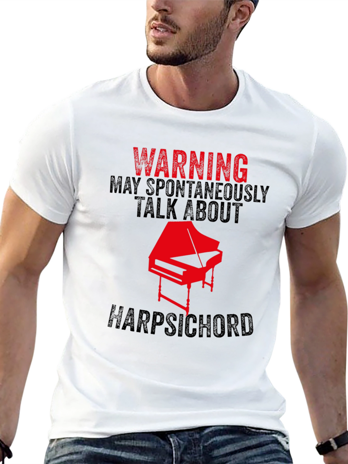 Warning Harpsichord T-Shirt - Musician Novelty Tee