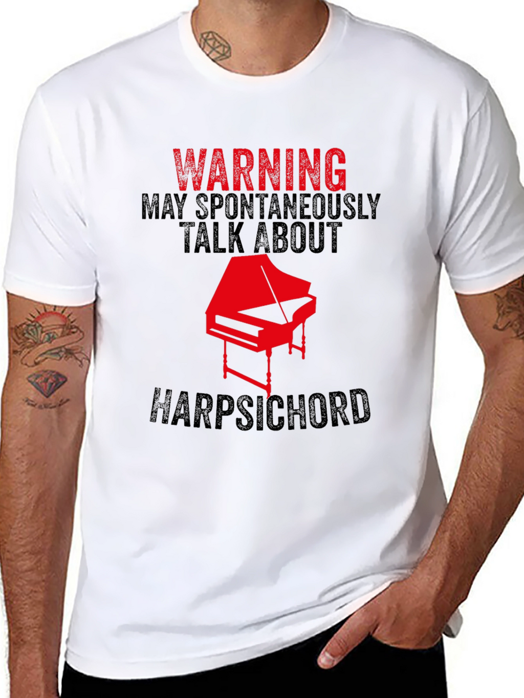 Warning Harpsichord T-Shirt - Musician Novelty Tee