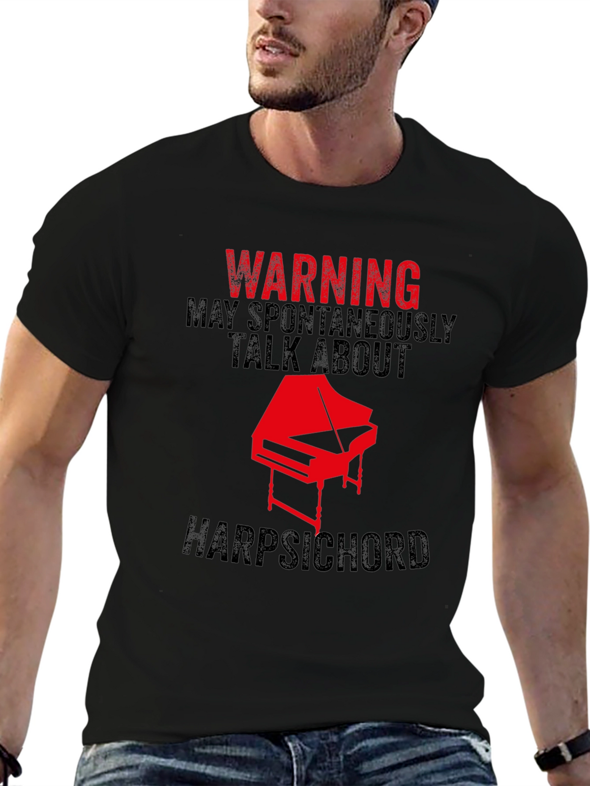 Warning Harpsichord T-Shirt - Musician Novelty Tee