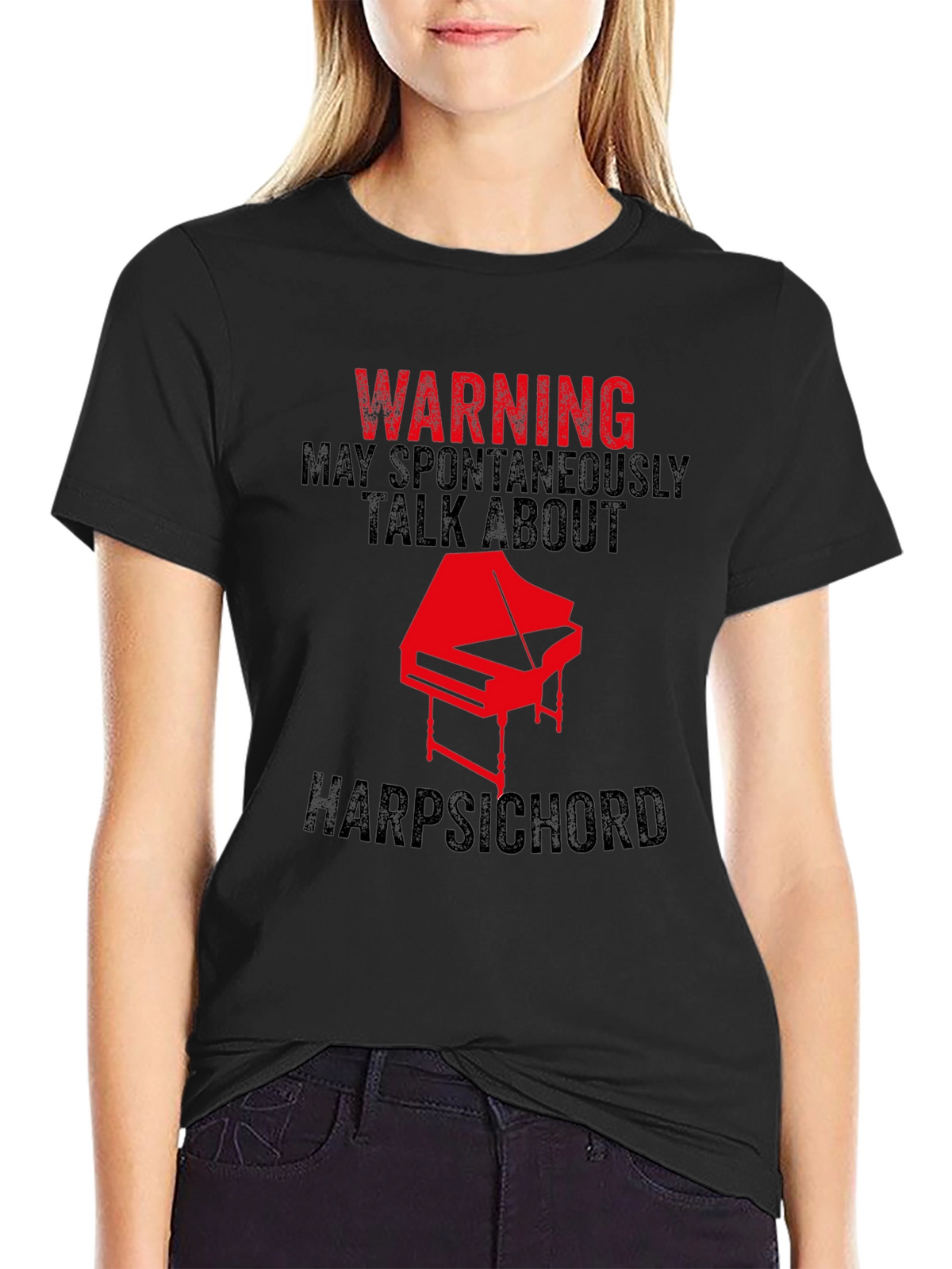 Warning Harpsichord T-Shirt - Musician Novelty Tee