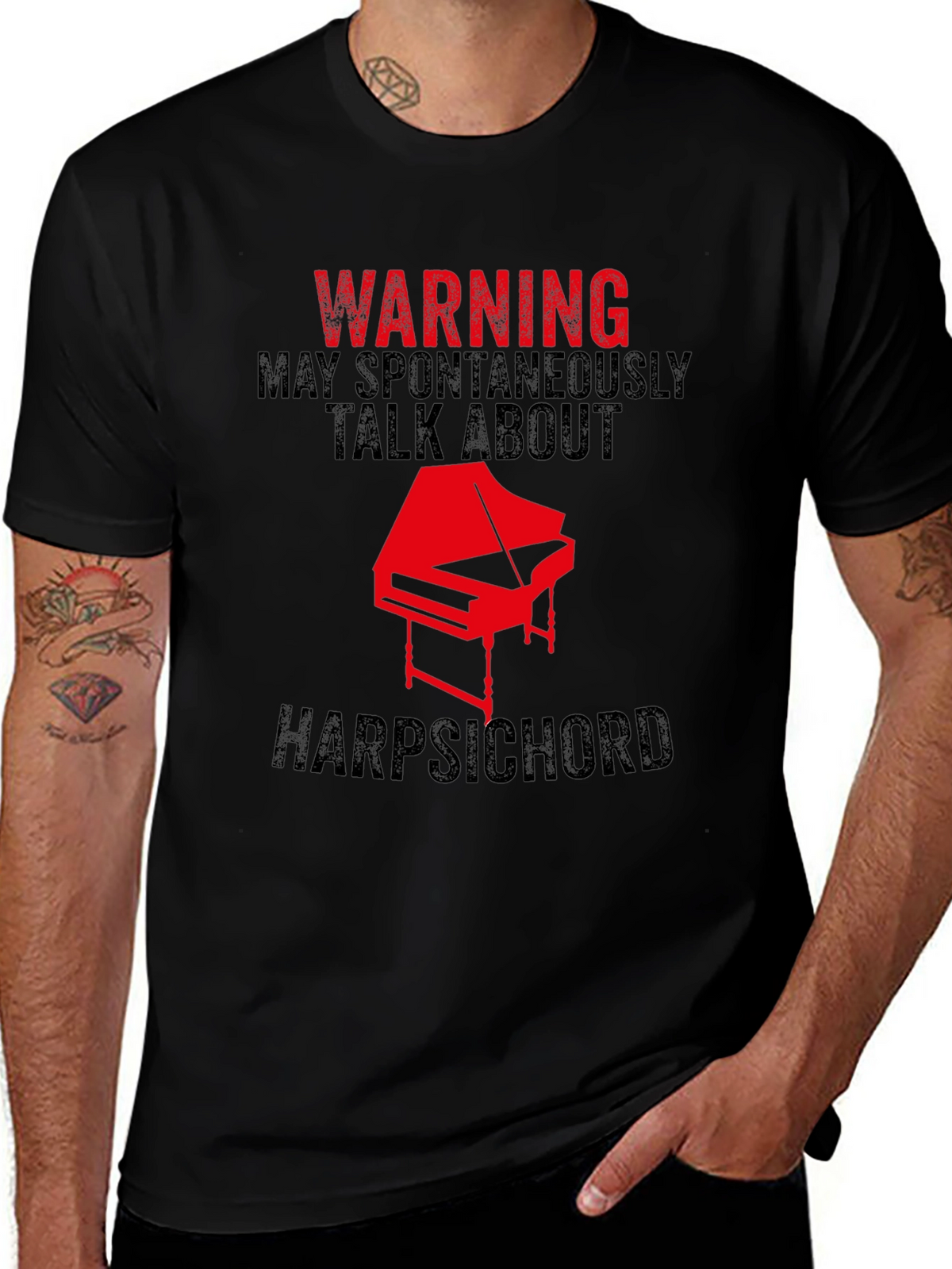 Warning Harpsichord T-Shirt - Musician Novelty Tee