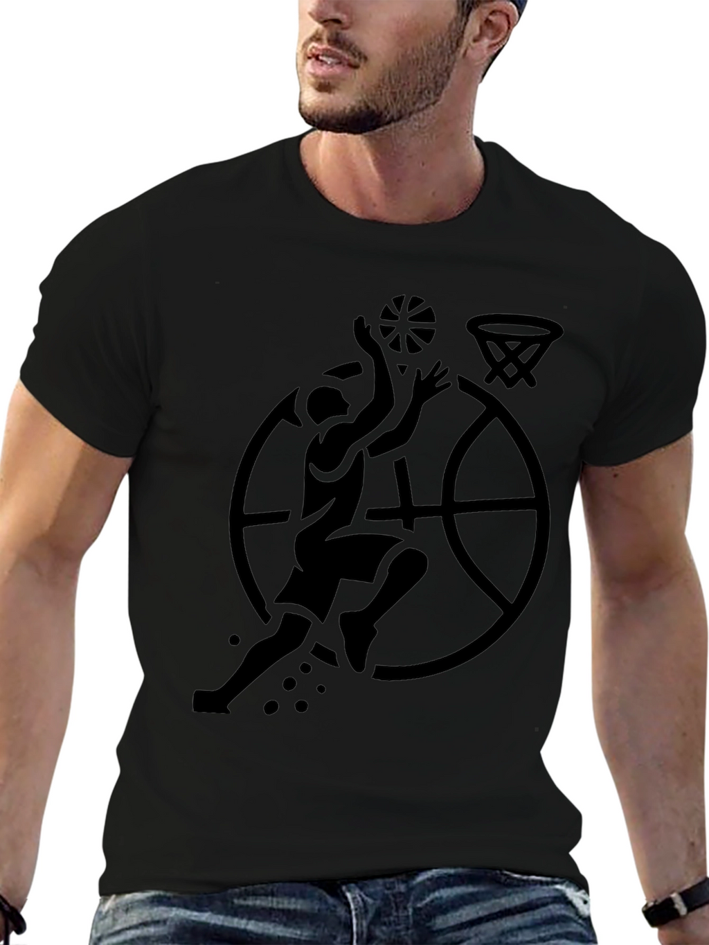 Black Basketball Graphic Tee for Men