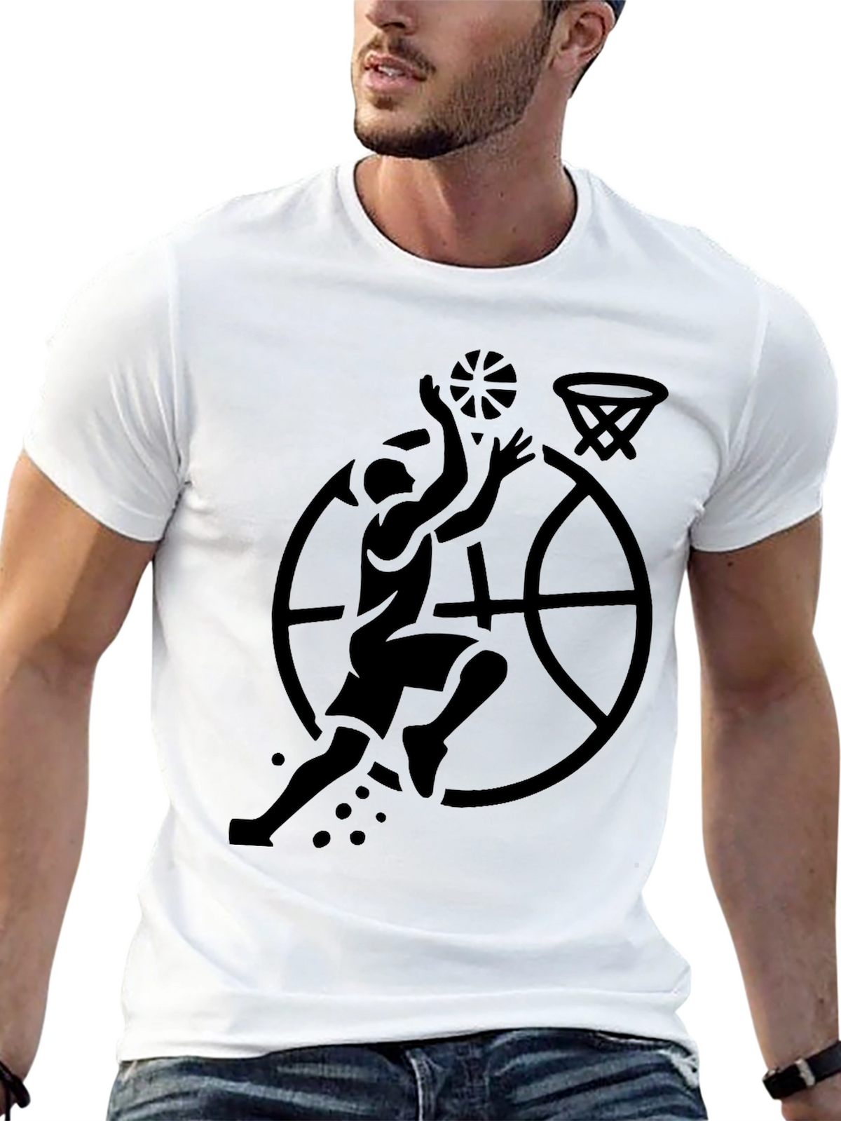 Black Basketball Graphic Tee for Men