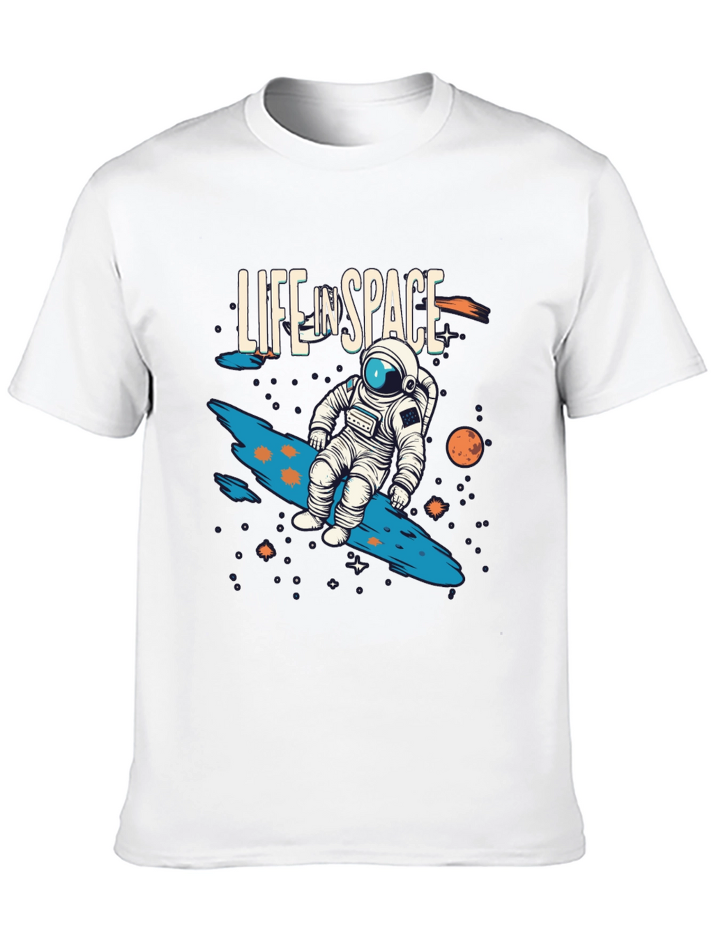Life In Space Graphic Tee - Black Casual T-Shirt