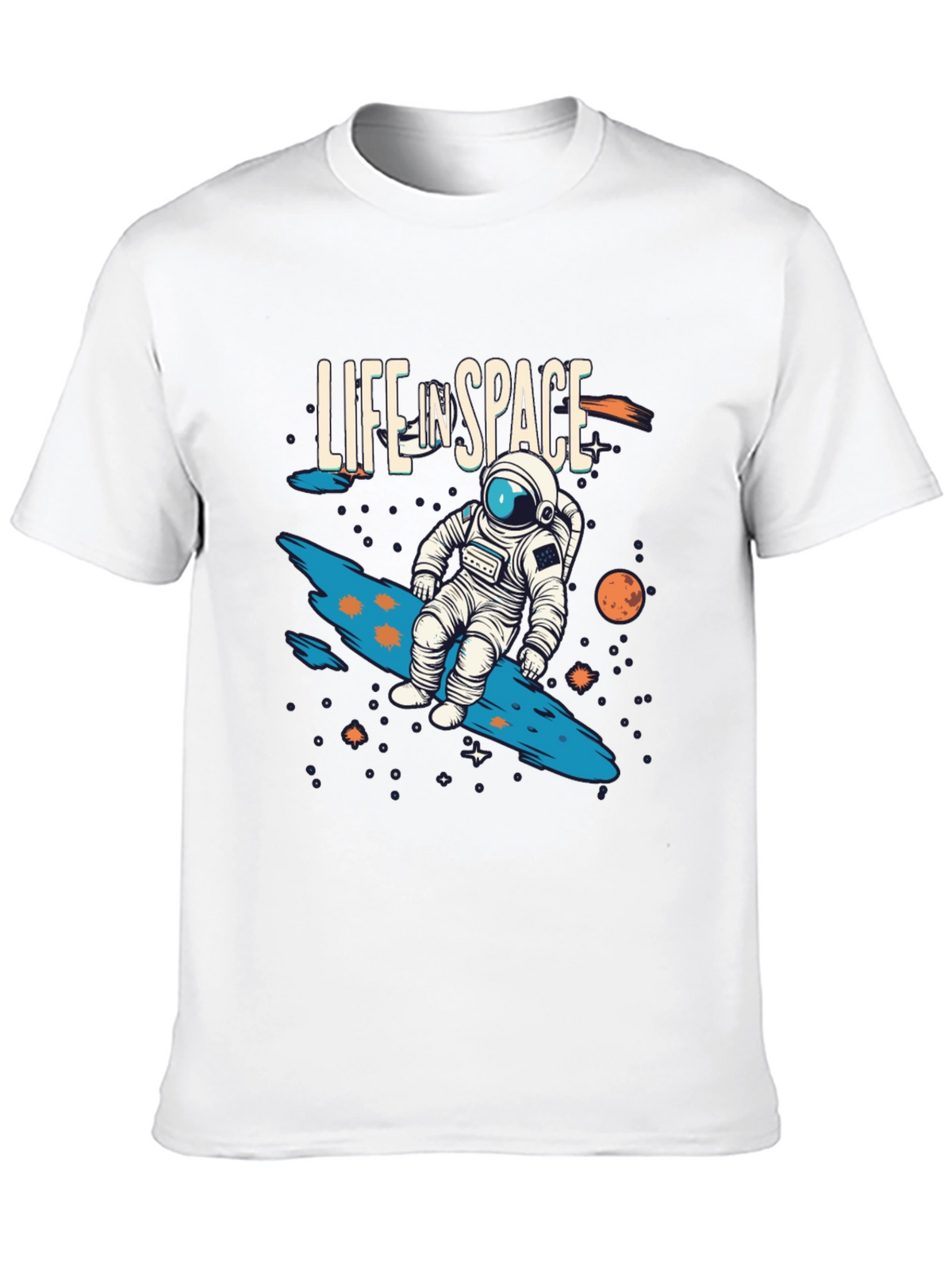 Life In Space Graphic Tee - Black Casual T-Shirt