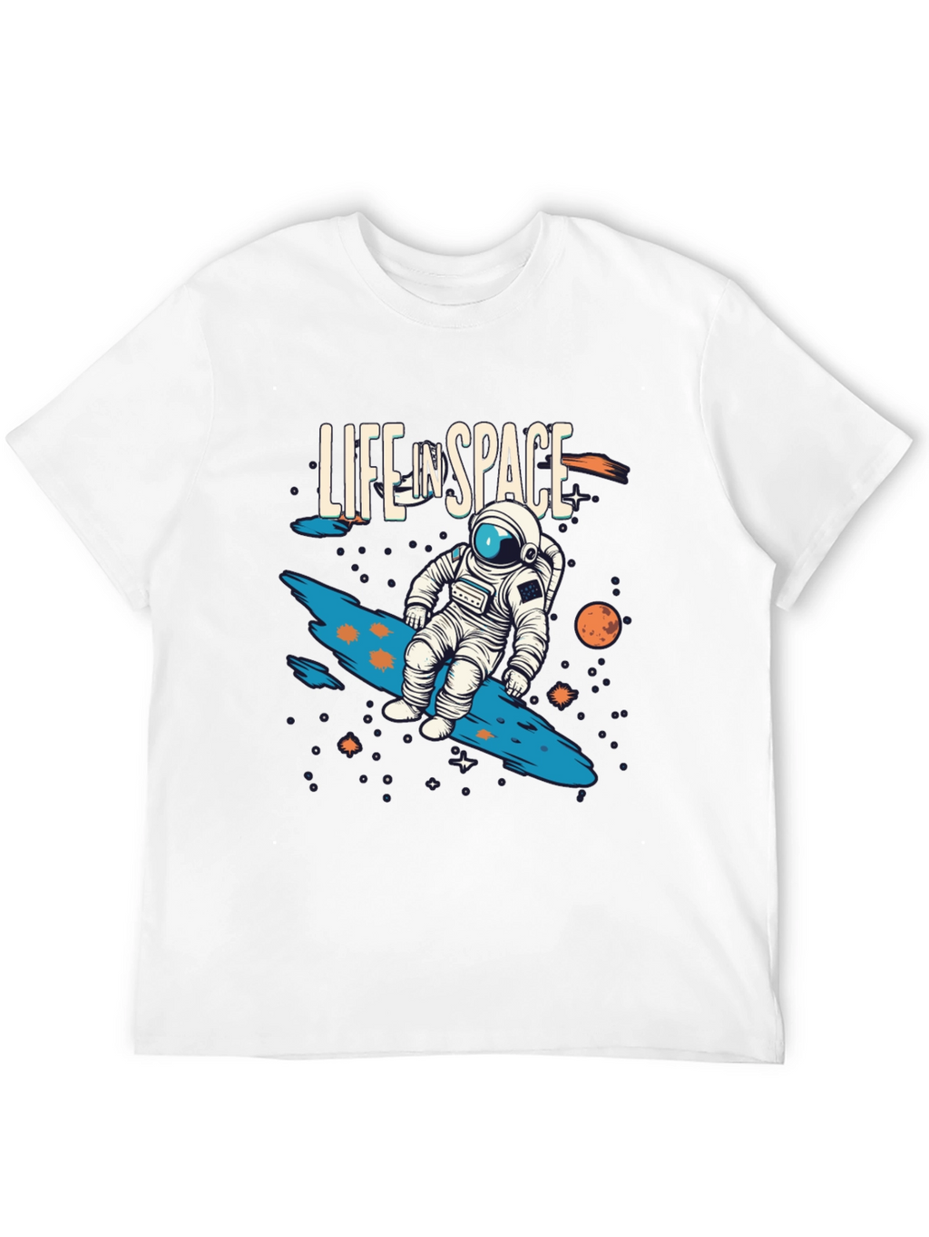 Life In Space Graphic Tee - Black Casual T-Shirt