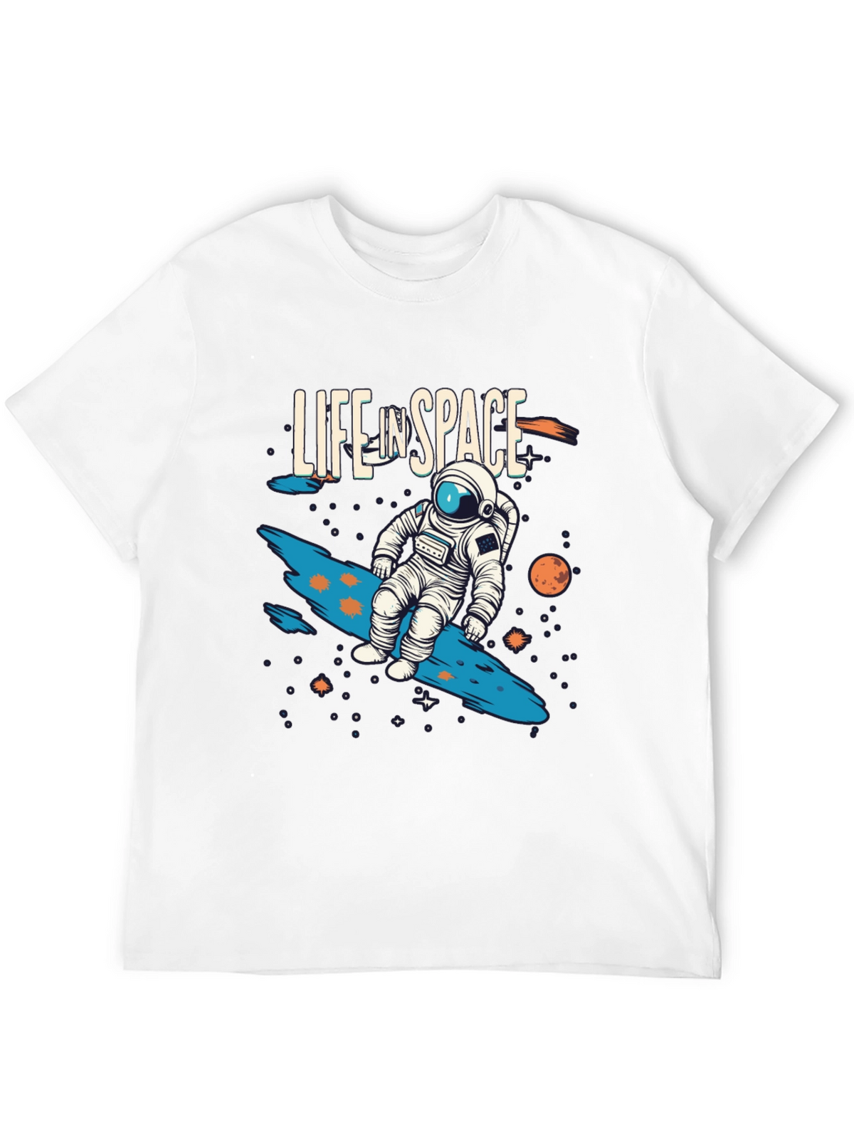 Life In Space Graphic Tee - Black Casual T-Shirt
