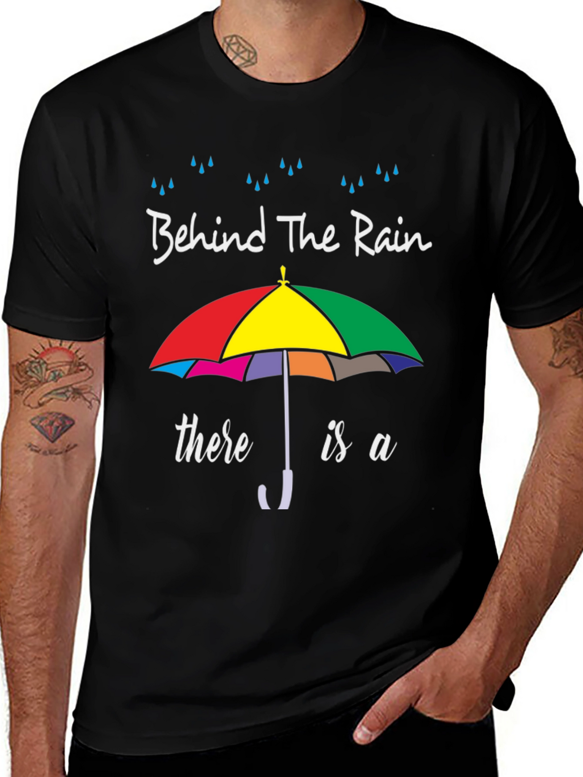 Behind The Rain Umbrella Graphic T-Shirt